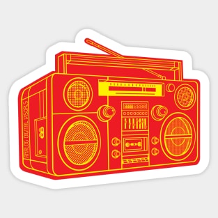 Boombox (Yellow Lines + Red Drop Shadow) Analog / Music Sticker